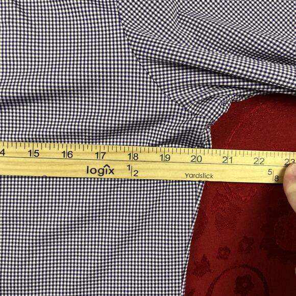 Mizzen Main Performance Shirt Mens M Blue Check Trim Fit Maylard Button Lng Slv - Picture 4 of 8